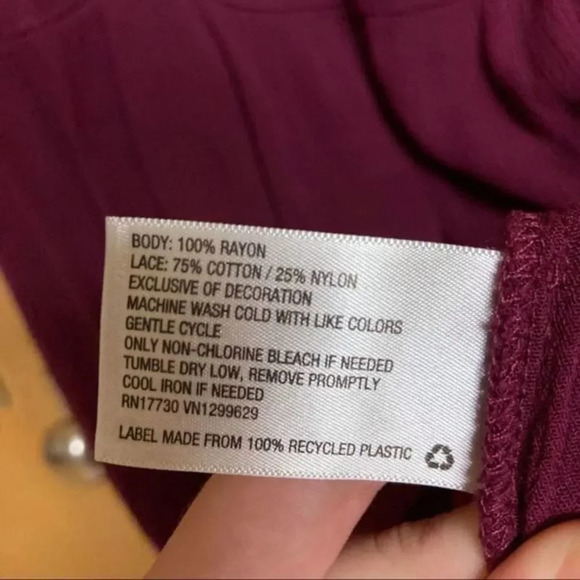 KNOX ROSE Tunic Dress Red Burgundy Embroidered Crochet Lace Extra Small XS - Picture 6 of 6